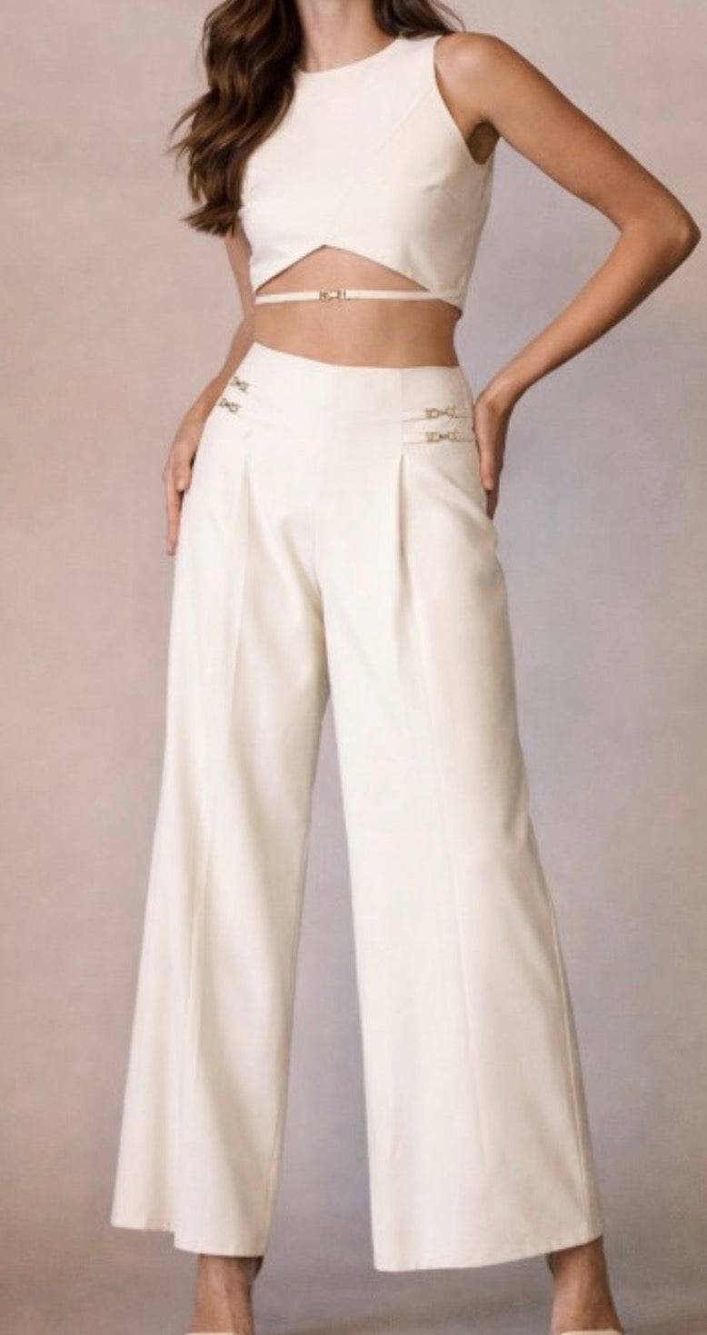 Sleeveless Crop Top Set